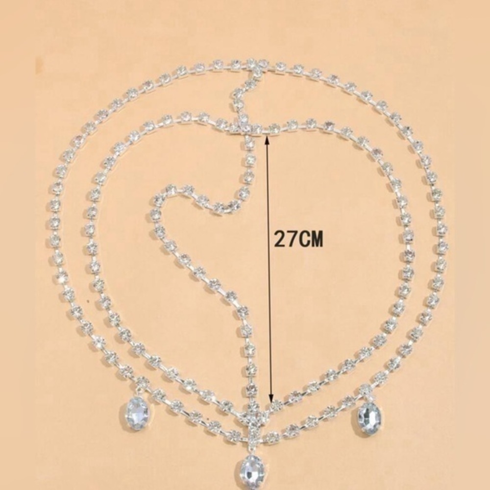 ✨NWT 1pc Silver Teardrop Shaped Rhinestone Decorated Headband - Picture 3 of 3